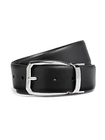 Leather and Batavia Engraved Leather Reversible Belt