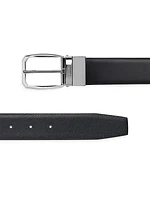 Leather and Batavia Engraved Leather Reversible Belt