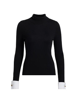 Flora Poplin-Cuff Sweater