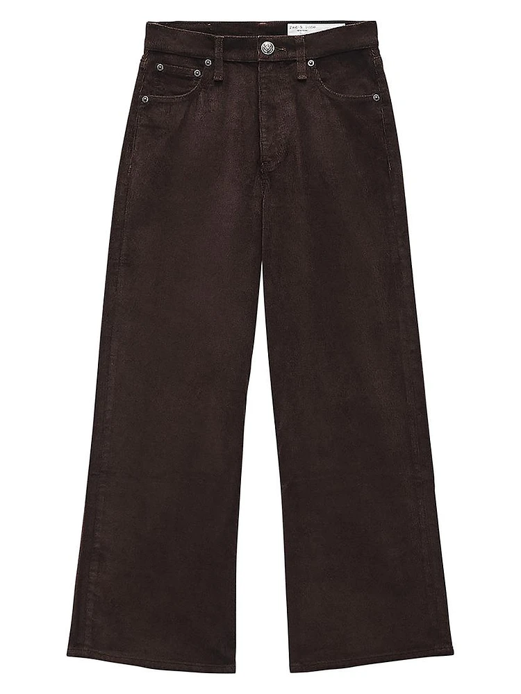 Andi High-Rise Cropped Wide-Leg Corduroy Pants