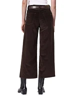 Andi High-Rise Cropped Wide-Leg Corduroy Pants