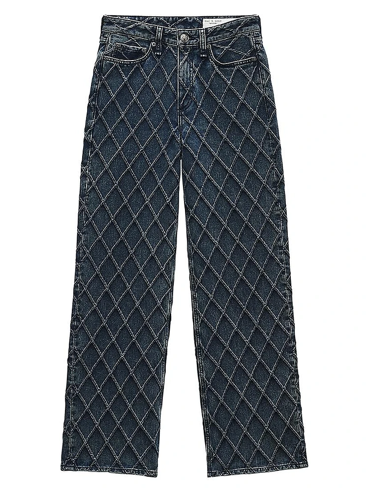 Logan Quilted Stretch Wide-Leg Jeans