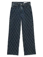 Logan Quilted Stretch Wide-Leg Jeans