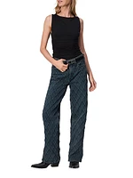 Logan Quilted Stretch Wide-Leg Jeans