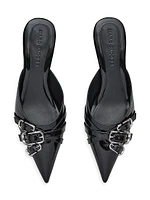 The Emma Buckle Patent Leather Kitten-Heel Mules