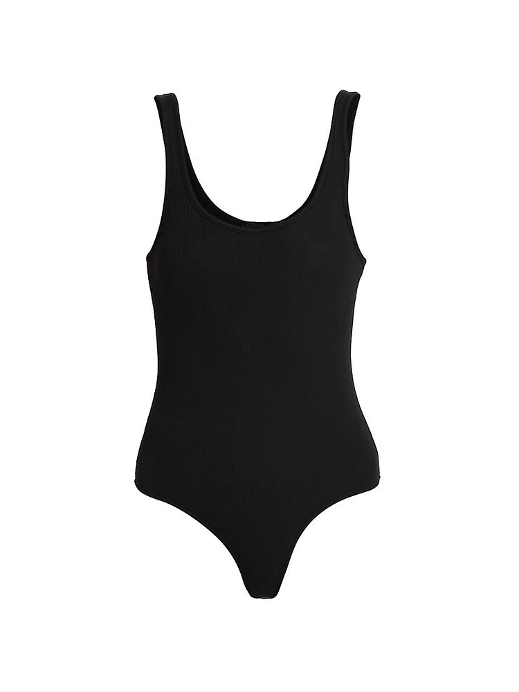 Rib-Knit Scoop-Neck Bodysuit