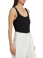 Rib-Knit Scoop-Neck Bodysuit