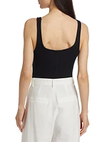 Rib-Knit Scoop-Neck Bodysuit