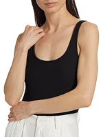 Rib-Knit Scoop-Neck Bodysuit