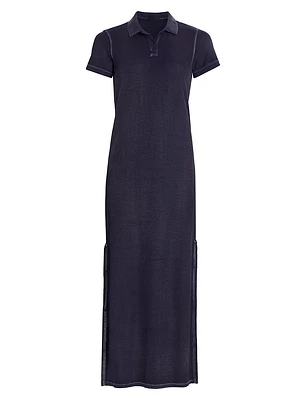Cotton Knit Short-Sleeve Polo Dress