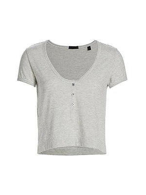 Striped Cotton-Blend Henley