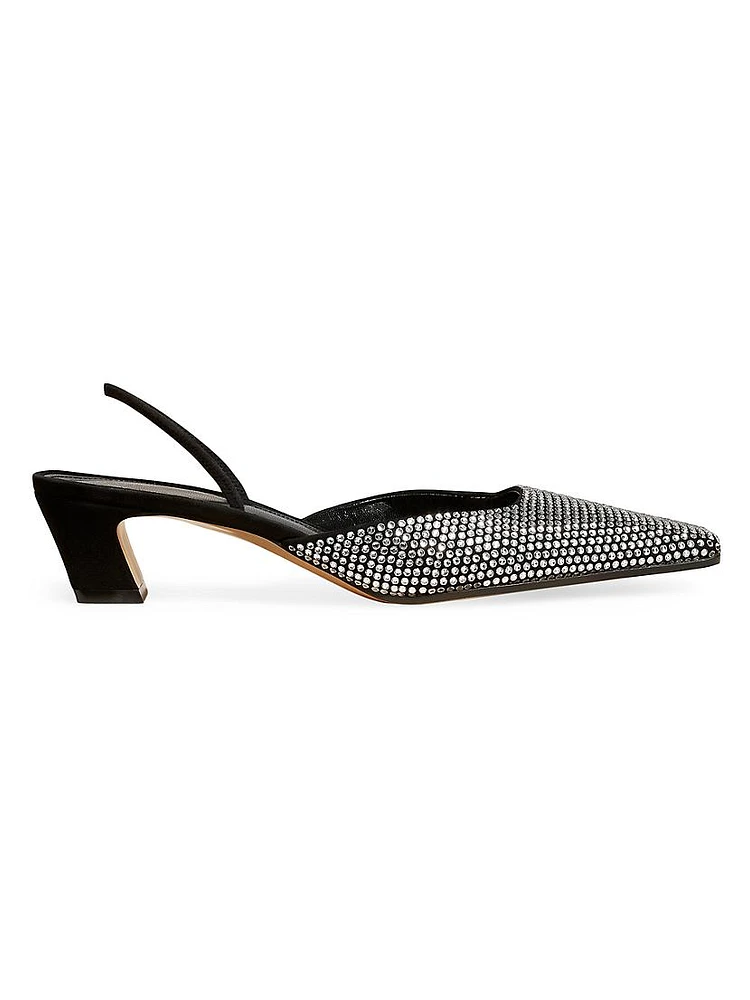 Roosevelt 40MM Crystal-Embellished Slingback Pumps