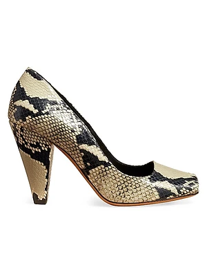 Cedar 90MM Snake-Embossed Leather Pumps