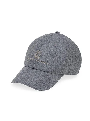 Virgin Wool Flannel Baseball Cap with Embroidery