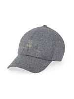 Virgin Wool Flannel Baseball Cap with Embroidery