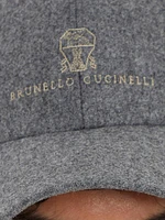 Virgin Wool Flannel Baseball Cap with Embroidery