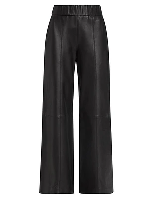 Leather Wide-Leg Trousers