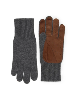 Cashmere Knit Gloves with Suede Palm