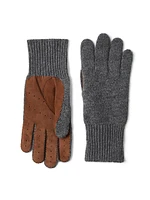 Cashmere Knit Gloves with Suede Palm