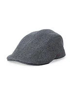 Virgin Wool Flannel Flat Cap with Embroidery