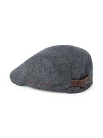 Virgin Wool Flannel Flat Cap with Embroidery