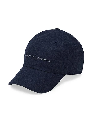 Virgin Wool Flannel Baseball Cap with Embroidery