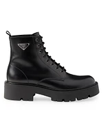 Brushed Leather Combat Boots