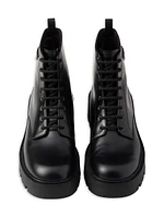 Brushed Leather Combat Boots