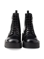 Brushed Leather Combat Boots