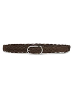 Braided Suede Calfskin Belt with Rounded Buckle