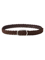 Braided Suede Calfskin Belt with Rounded Buckle