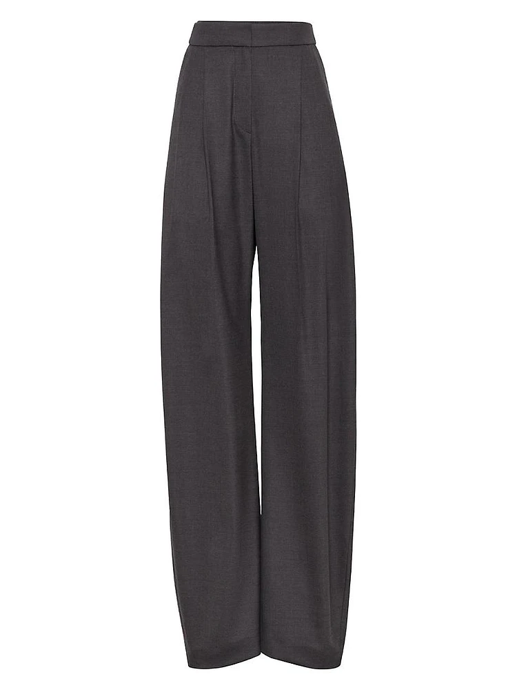 Stretch Virgin Wool Twill Loose Tailored Trousers