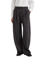 Stretch Virgin Wool Twill Loose Tailored Trousers