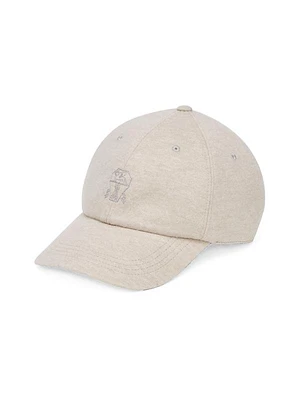 Cashmere Jersey Baseball Cap with Embroidered Logo