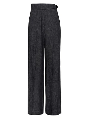 Cotton Denim Effect Tuxedo Trousers