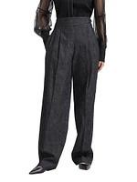 Cotton Denim Effect Tuxedo Trousers