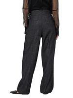 Cotton Denim Effect Tuxedo Trousers