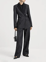 Cotton Denim Effect Tuxedo Trousers