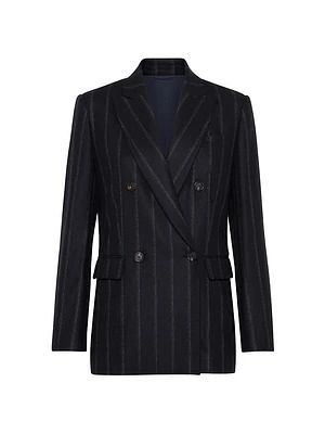 Techno Virgin Wool Striped Flannel Blazer