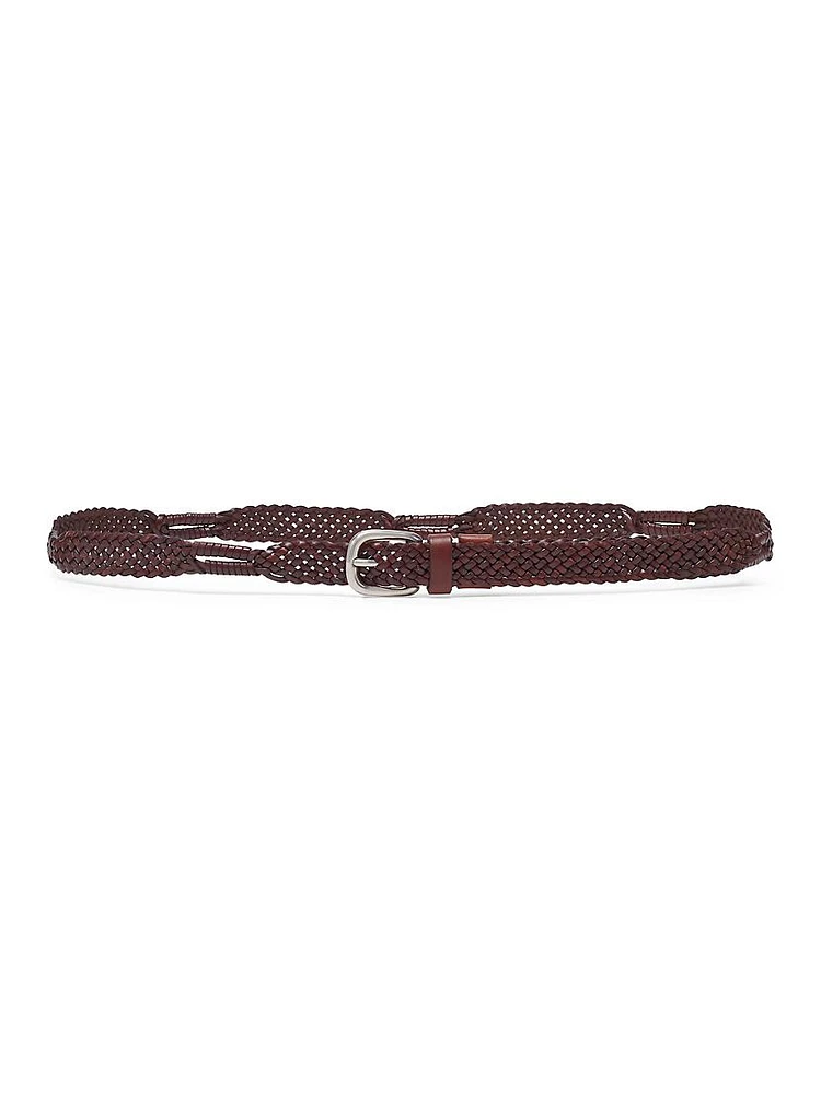 Scratched Braided Calfskin Belt