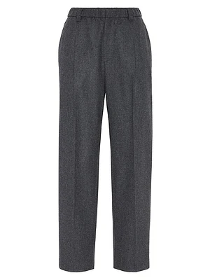 Virgin Wool and Cashmere Flannel Baggy Trousers