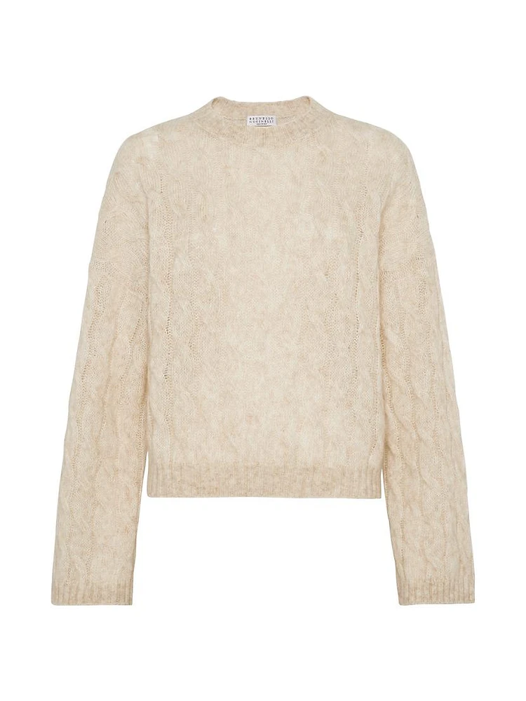 Wool and Mohair Cable Knit Sweater