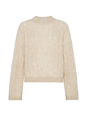 Wool and Mohair Cable Knit Sweater