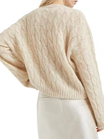 Wool and Mohair Cable Knit Sweater