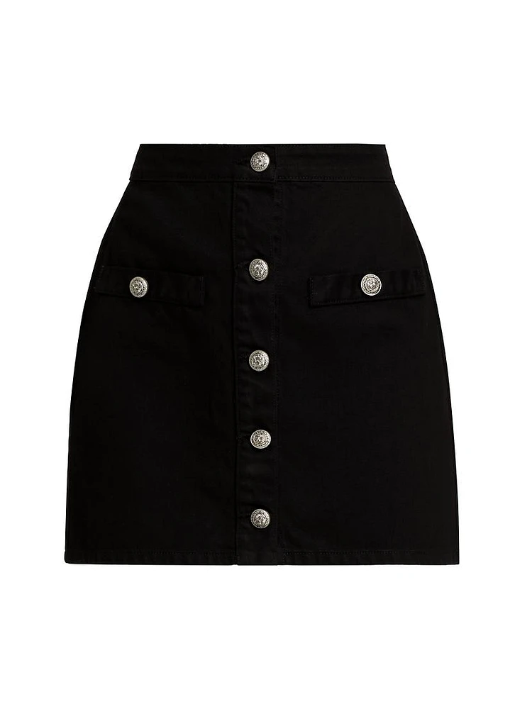 Kris Denim Button-Front Miniskirt