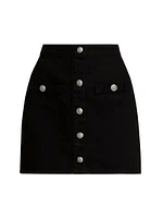 Kris Denim Button-Front Miniskirt