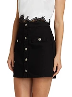 Kris Denim Button-Front Miniskirt