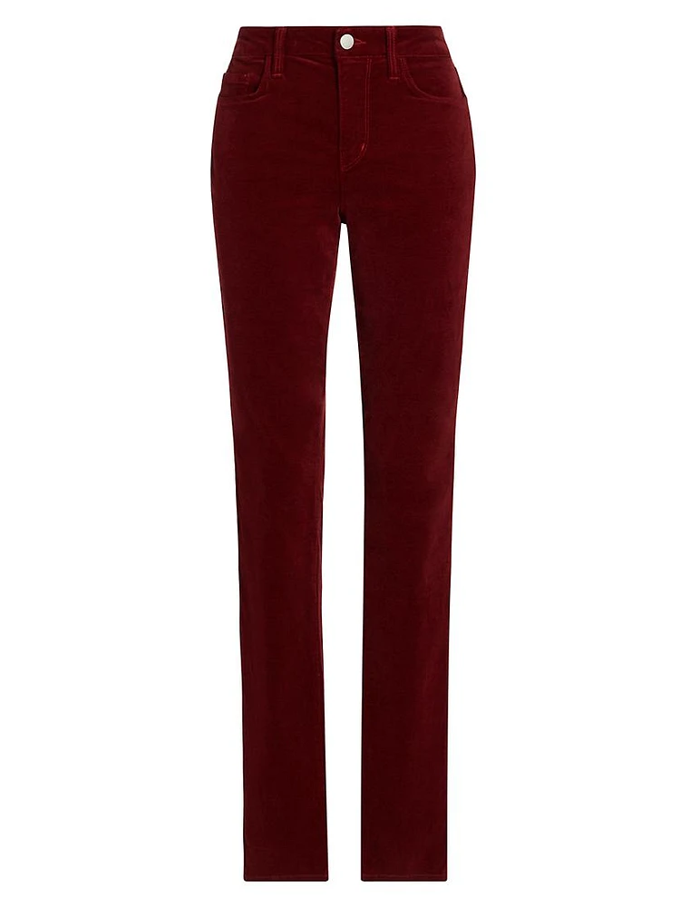 Stevie Velvet Mid-Rise Straight-Leg Jeans