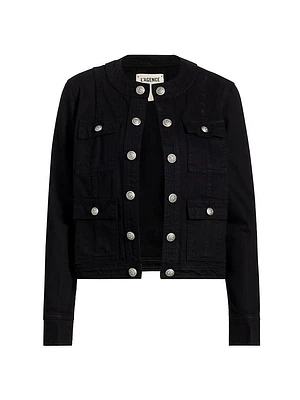 Yari Denim Collarless Jacket