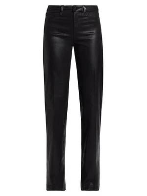 Clayton Coated High-Rise Straight-Leg Jeans